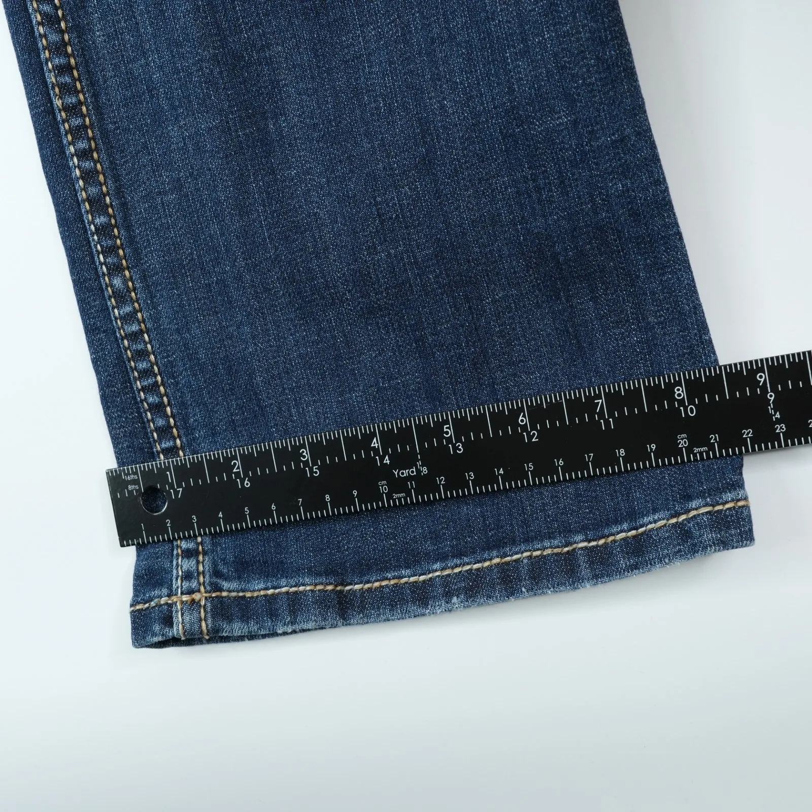 Tin Haul Jeans Womens 29L (Fits 31x33) Distressed Bootcut Dark Wash Low Rise Y2K Blue Size 31 - Image 9