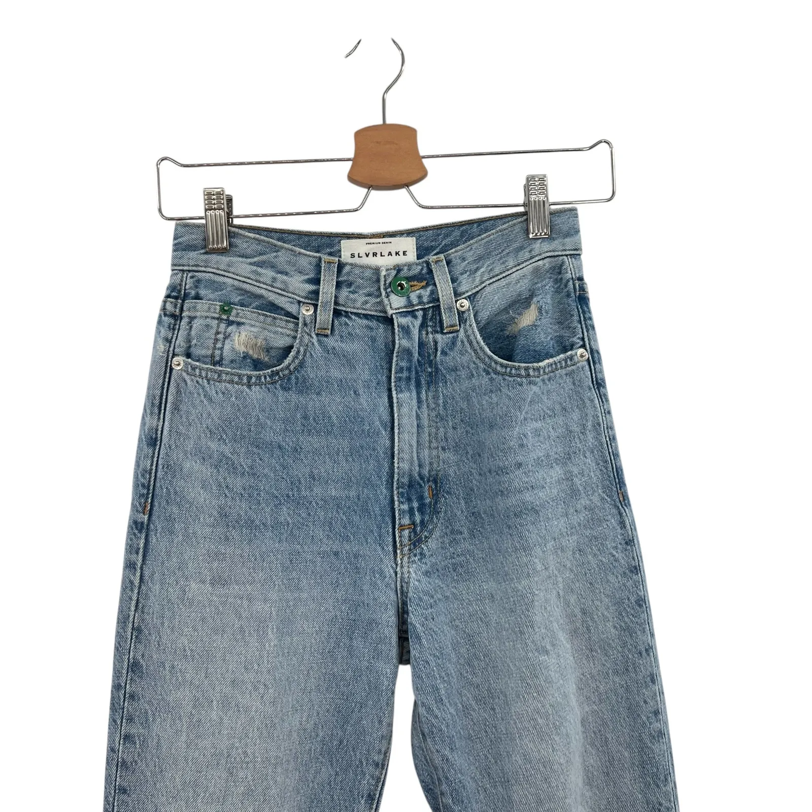 Slvrlake Beatnik Jeans Yellowstone Wash Cotton Hemp Blue Size 24 - Image 4