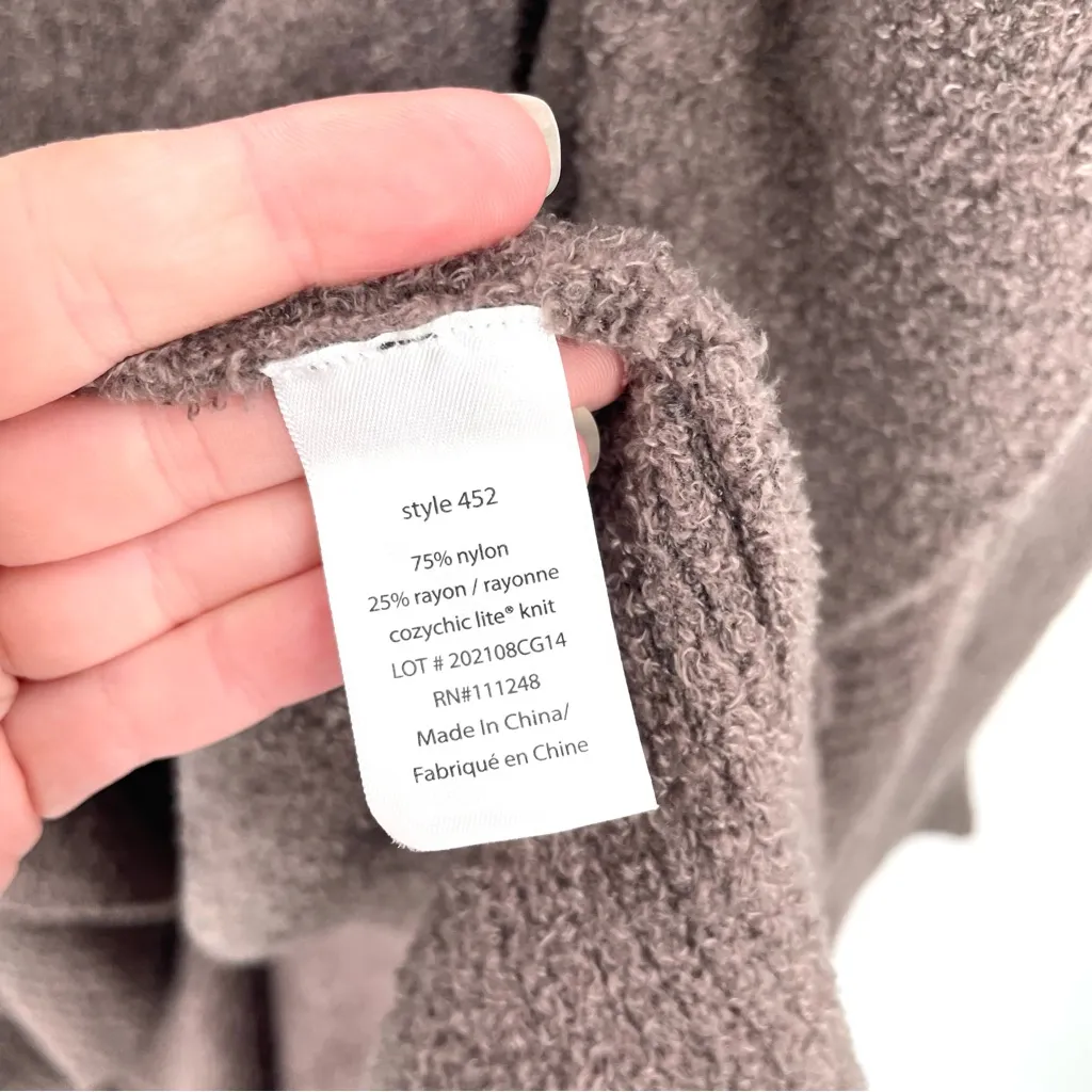 Barefoot Dreams CozyChic Lite Circle Cardigan Pockets Driftwood Brown Sweater - Image 9