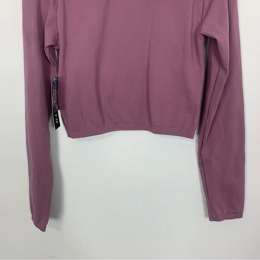 NWT Velocity Cropped Cut Out Pink Cinnamon Workout Top Size Large Purple - Image 7