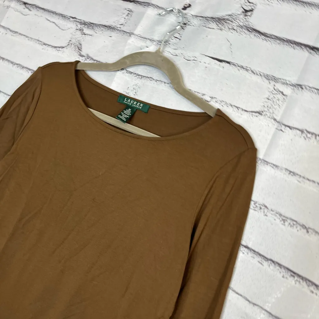 Vintage Lauren Ralph Lauren Brown Longsleeve Top Women’s M Preppy Minimalist Y2K Size M - Image 7