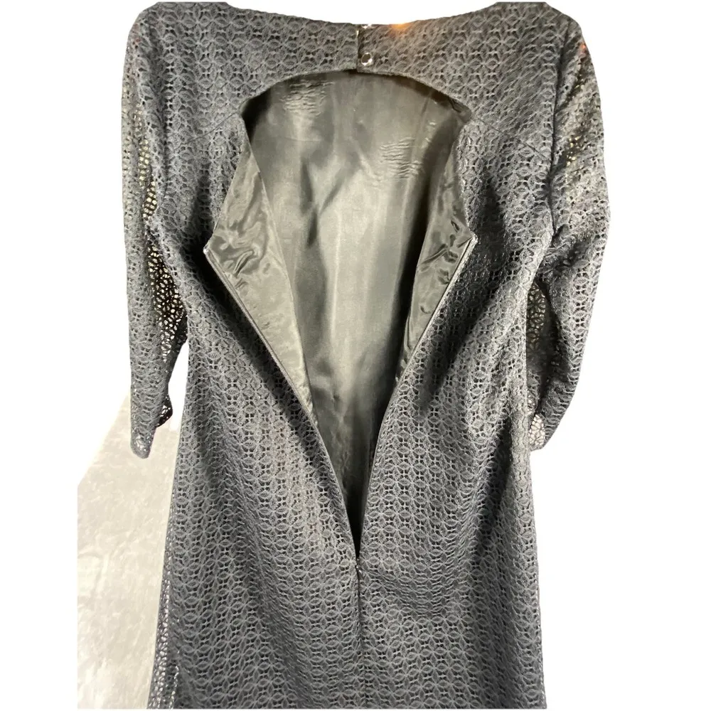 Trina Turk Dress Sz 8 Black Lace Knee Elegant Classic Cocktail Sophisticated USA - Image 8