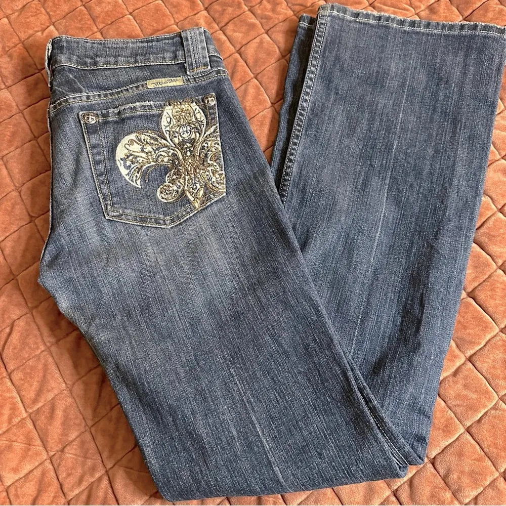 Vintage Miss Me Rhinestone Fleur-de-lis Jeans - Image 2