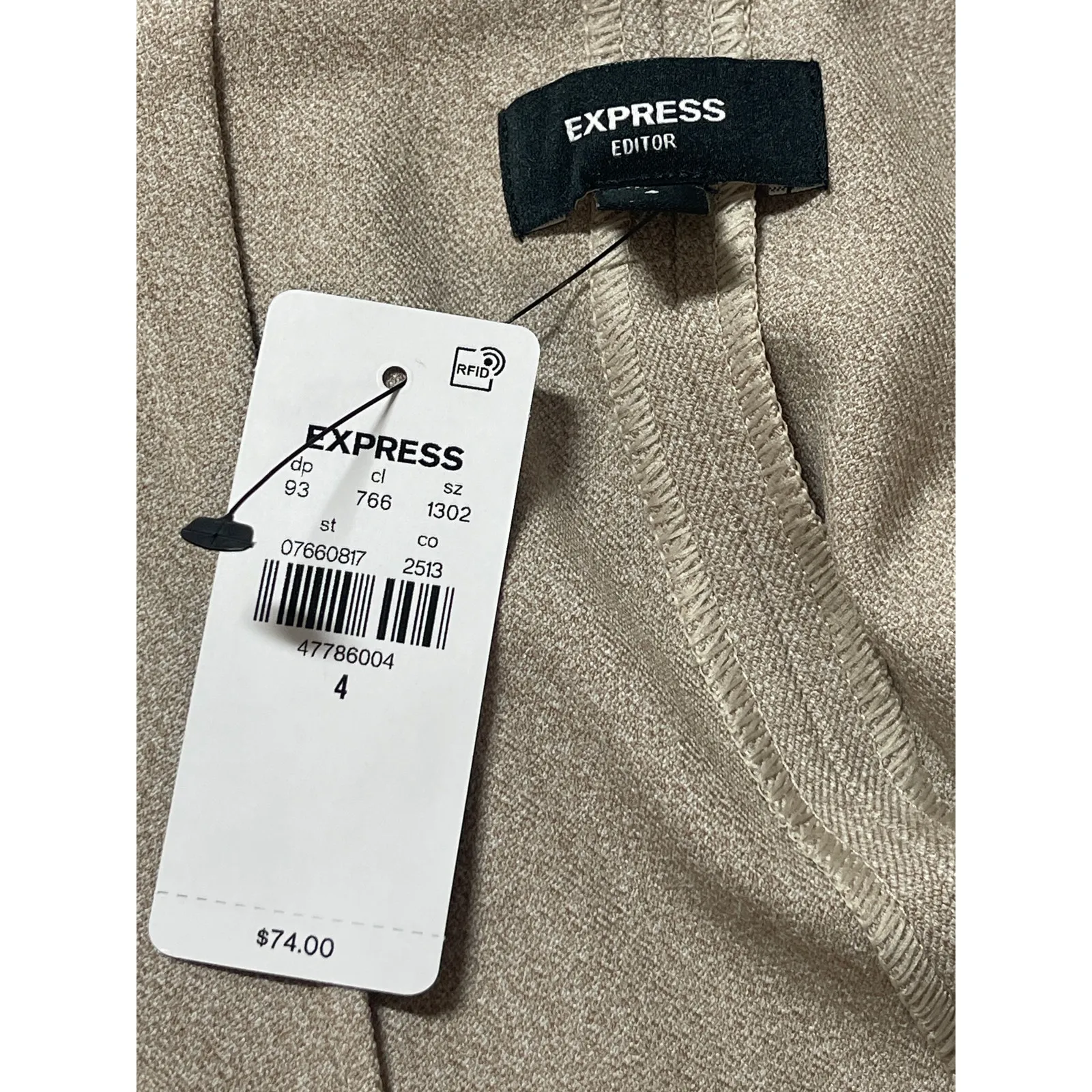 NEW Express Beige High Waisted Zip Slit Pencil Mini Skirt Short Skort Size 4 - Image 4