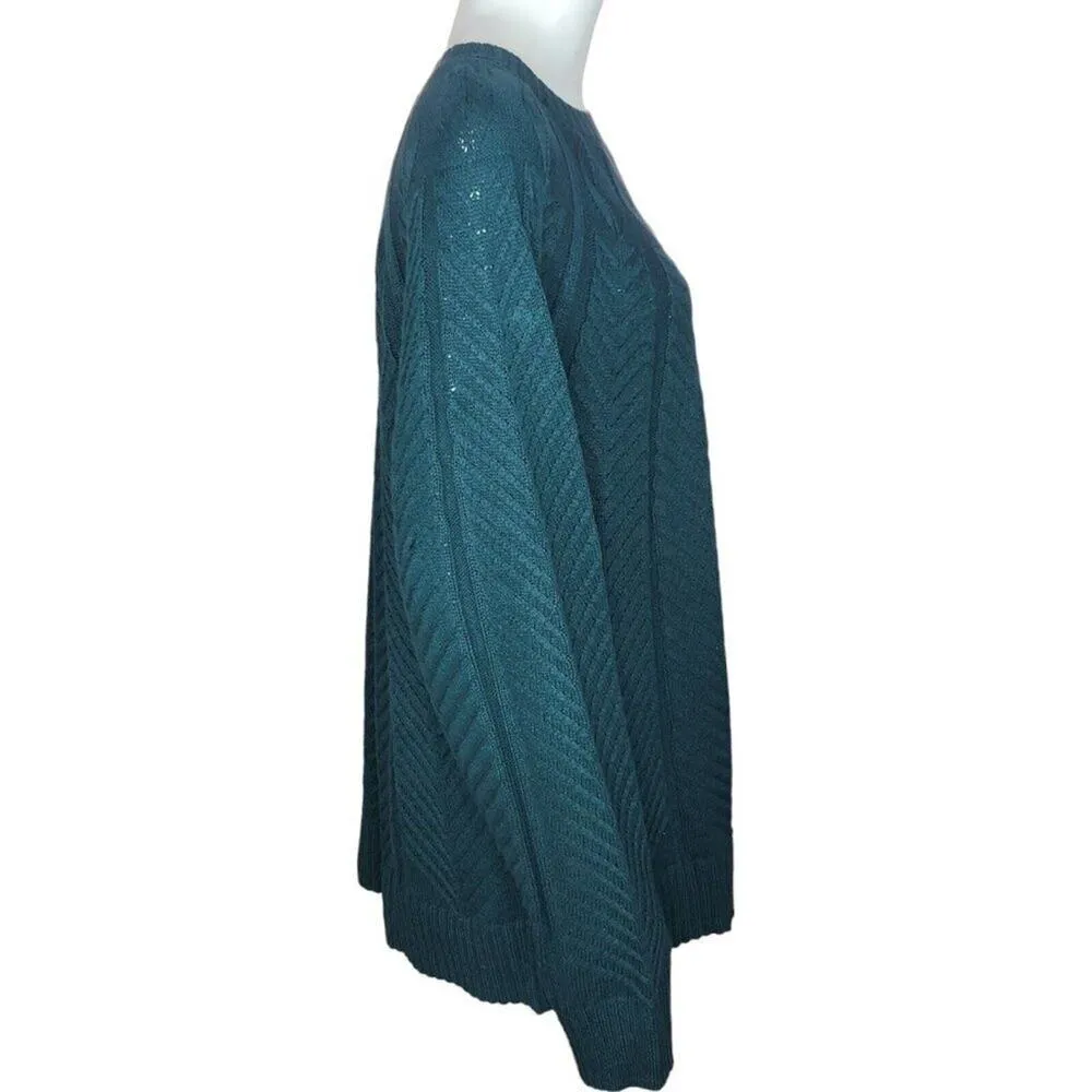 J Jason Wu Floral Cable Knit Crewneck Sweater Evergreen Womens X - Image 10