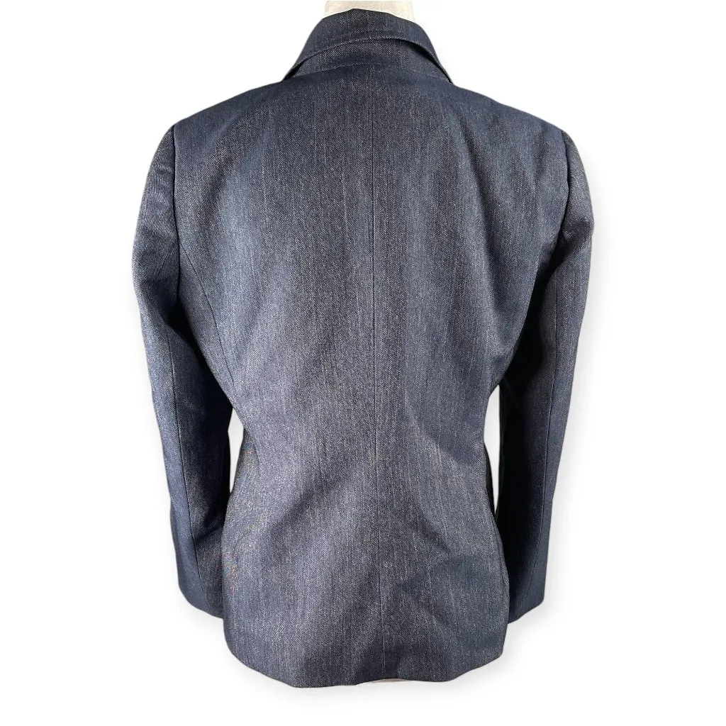 KASPER Blazer Womens 4 Petite Navy Button Front Notch Lapel Office Career Work Gray Size 4P - Image 2