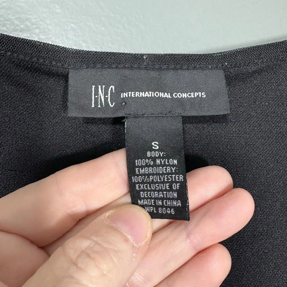 INC Women's Black & White Boho Chic Embroidered Front Top - Image 5