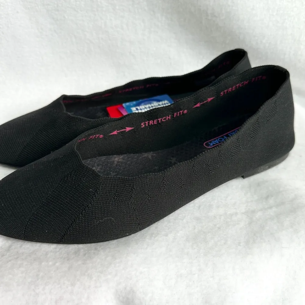 Skecher Ballet Flats 9.5 Black Cleo Bewitch Comfort Shoes Memory Foam New - Image 2