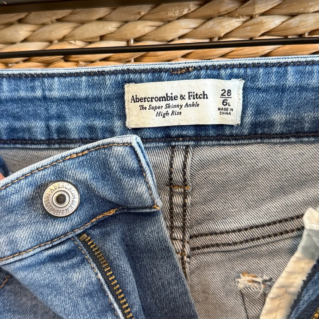 Abercrombie & Fitch The Super Skinny Ankle High Rise Jeans, 28 / 6L - Image 7