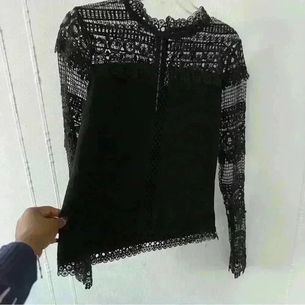 Romeo & Juliet black lace dress long sleeve top size S - Image 6