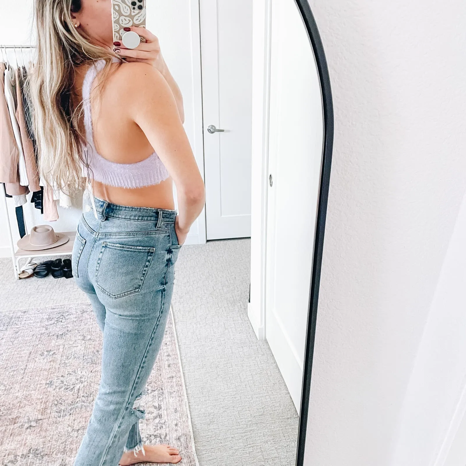 FOR LOVE & LEMONS Lilac Fuzzy Cropped Tank Top - Image 3