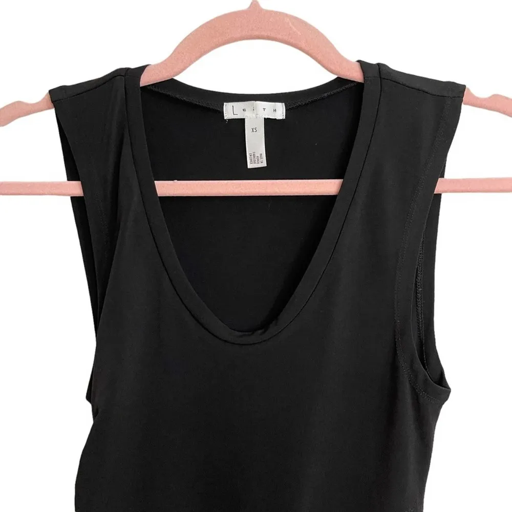 Leith Black Ruched Black Tank Top NWOT - Image 4