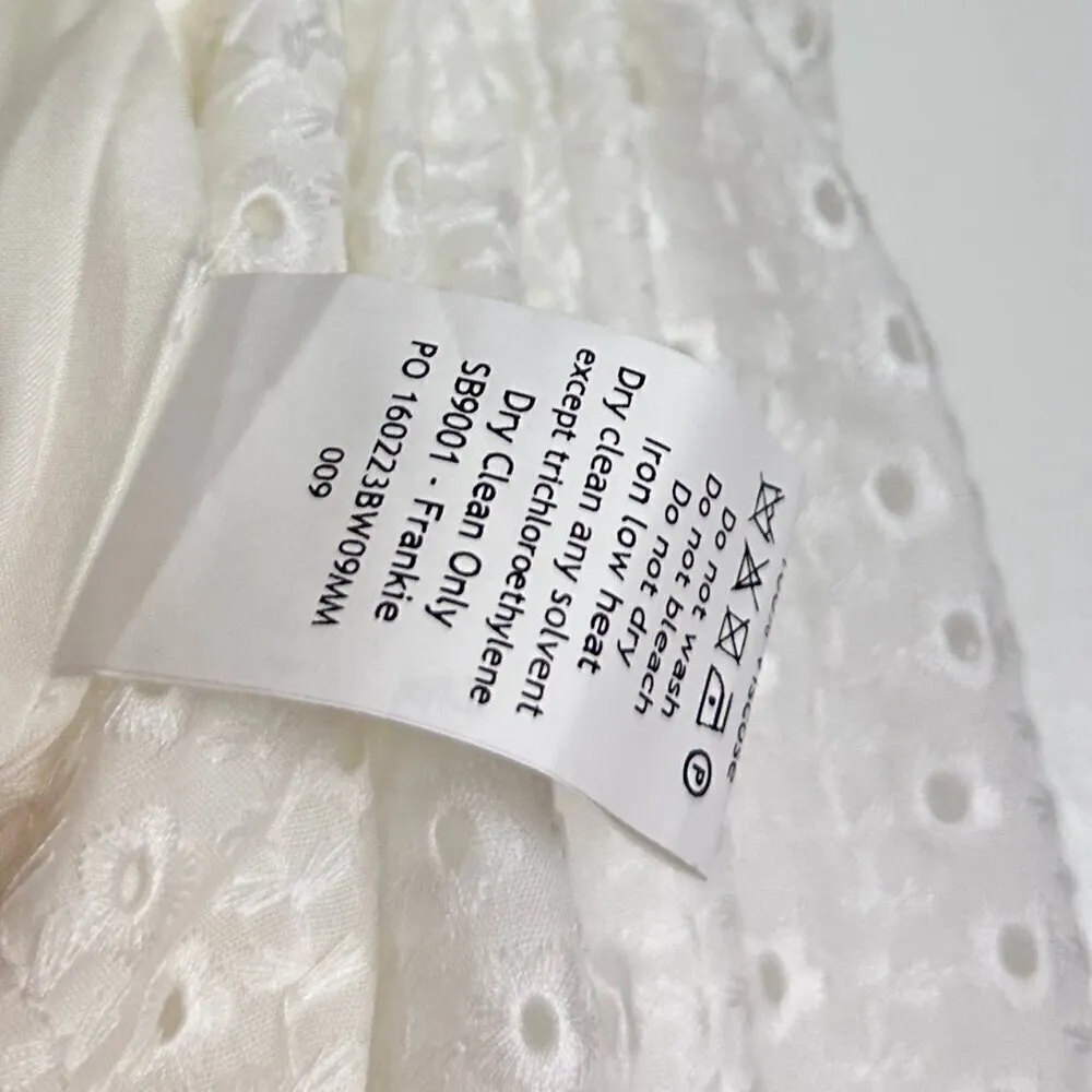 HOUSE OF CB Frankie Broderie Anglaise Drawstring Pants in Ivory Size Medium - Image 9