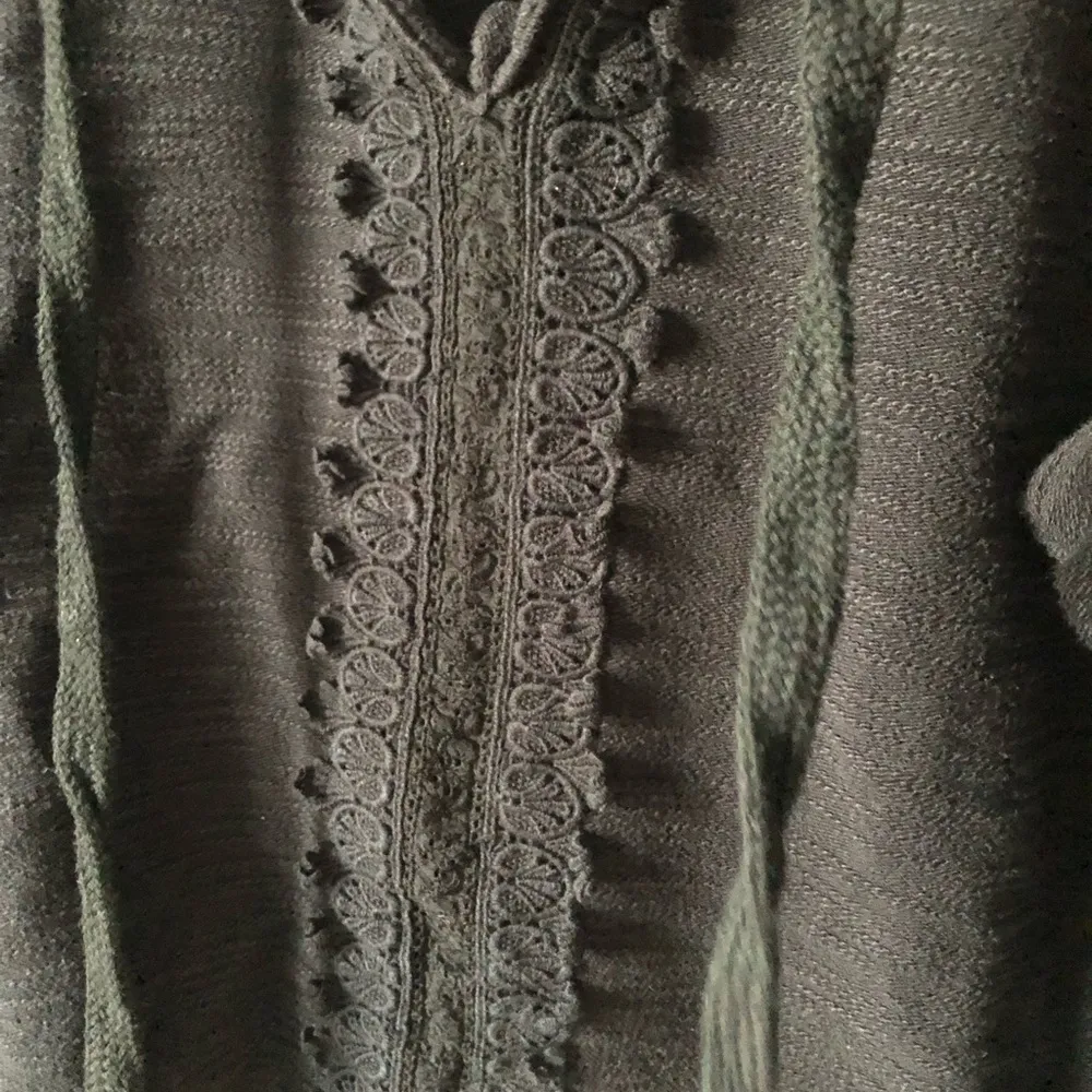 Chic Black Hoodie boho 100% cotton with Lace Detail wide sleeves size M - Image 4