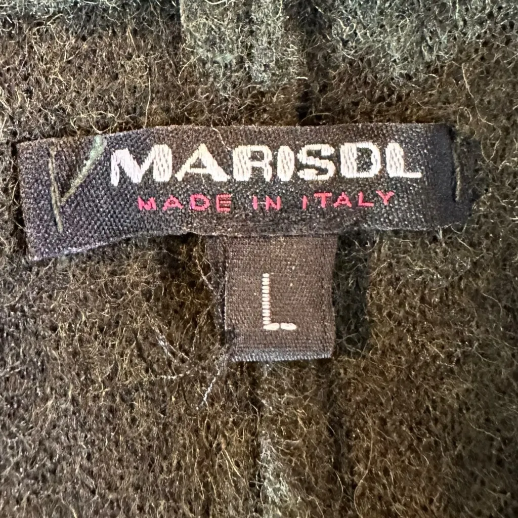 Marisol Boiled Wool Ruffle Collar Double Breasted Jacket Dark Army Green Large - Image 6