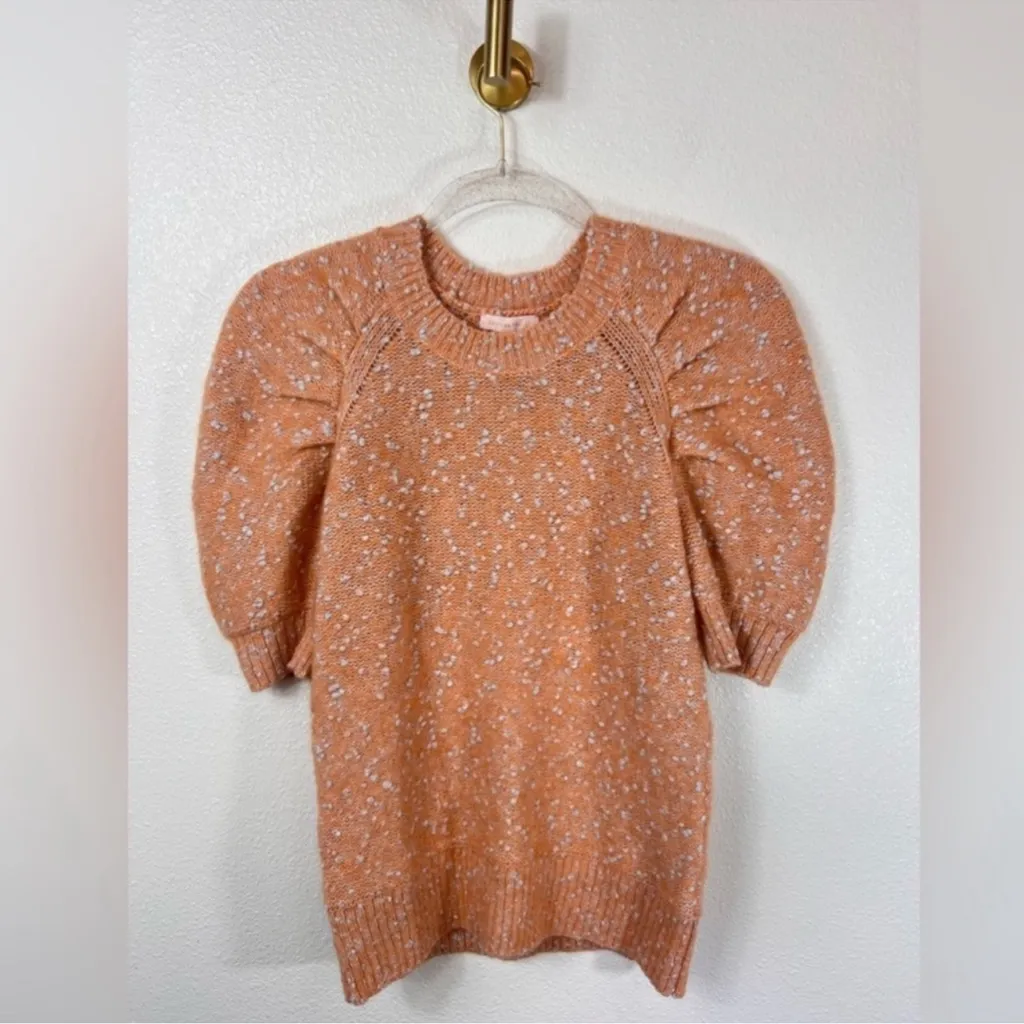 Rebecca Taylor NWT Textured Tight Knit White Speckled Puff Sleeve Sweater Sz XS - Image 2