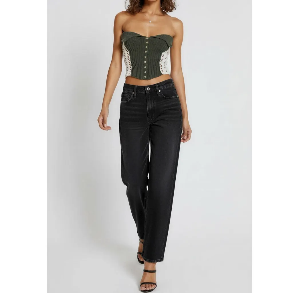 JADED LONDON Akio Knitted Corset Top, Olive, XS - Image 4