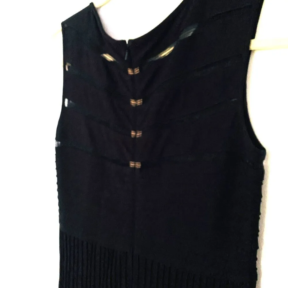 Tadashi Shoji Flip Hem Black Illusion Sleeveless  Jersey Cocktail Dress Sz S - Image 4