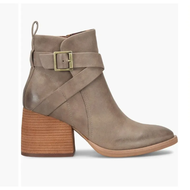 Korks Women's Shyla Block Heel Bootie Taupe Faux Leather 10 NWOB Buckle Strap - Image 2