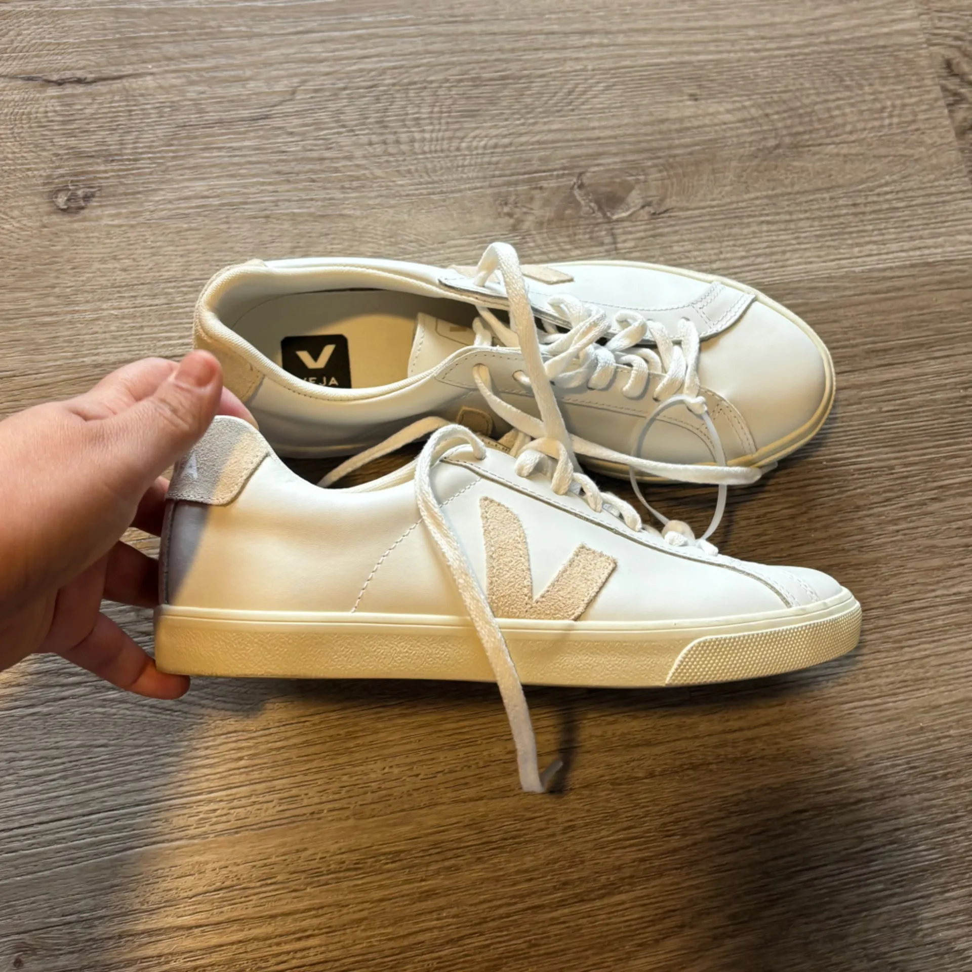 VEJA Esplar Logo Extra White / Sable Leather Sneakers - Image 8
