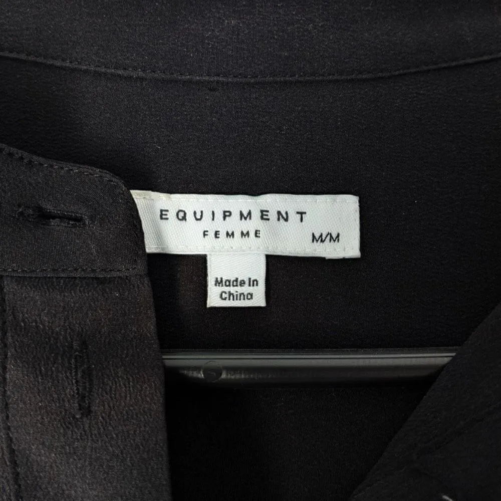 Equipment Femme Long Sleeve Drop Waist Dress in Black Size Medium - Image 5