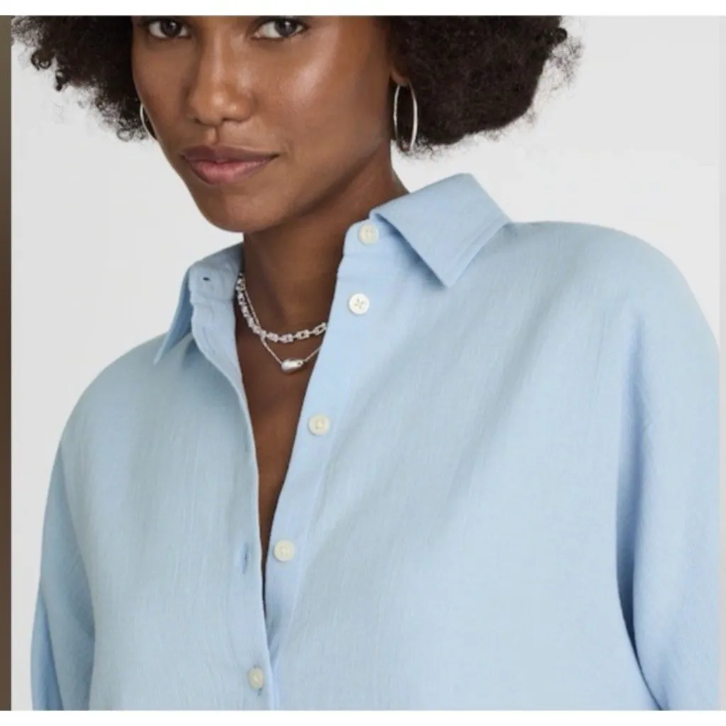 Madewell $98 Cotton Double Gauze Oversize Shirt Pool Blue Size XL #NV185 - Image 2