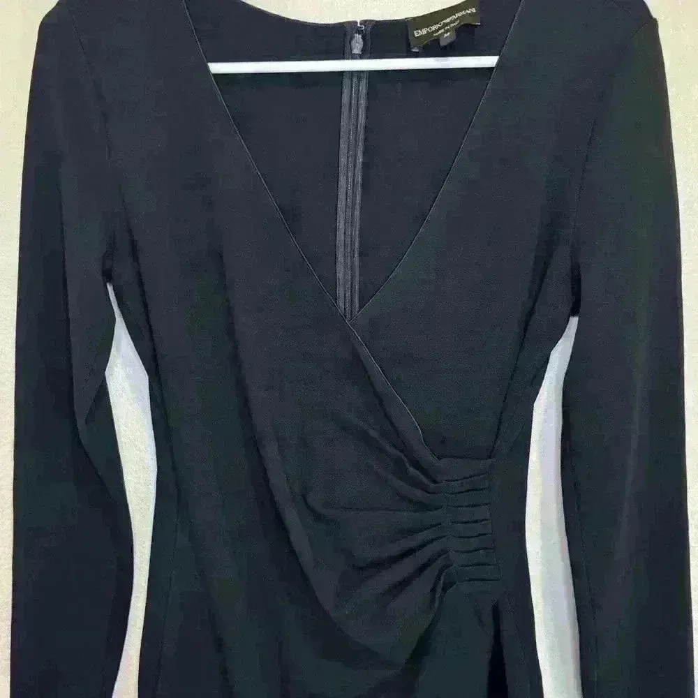 Emporio Armani Y2K Women’s‎ Black Long Sleeve Dress Size 38 - Image 4