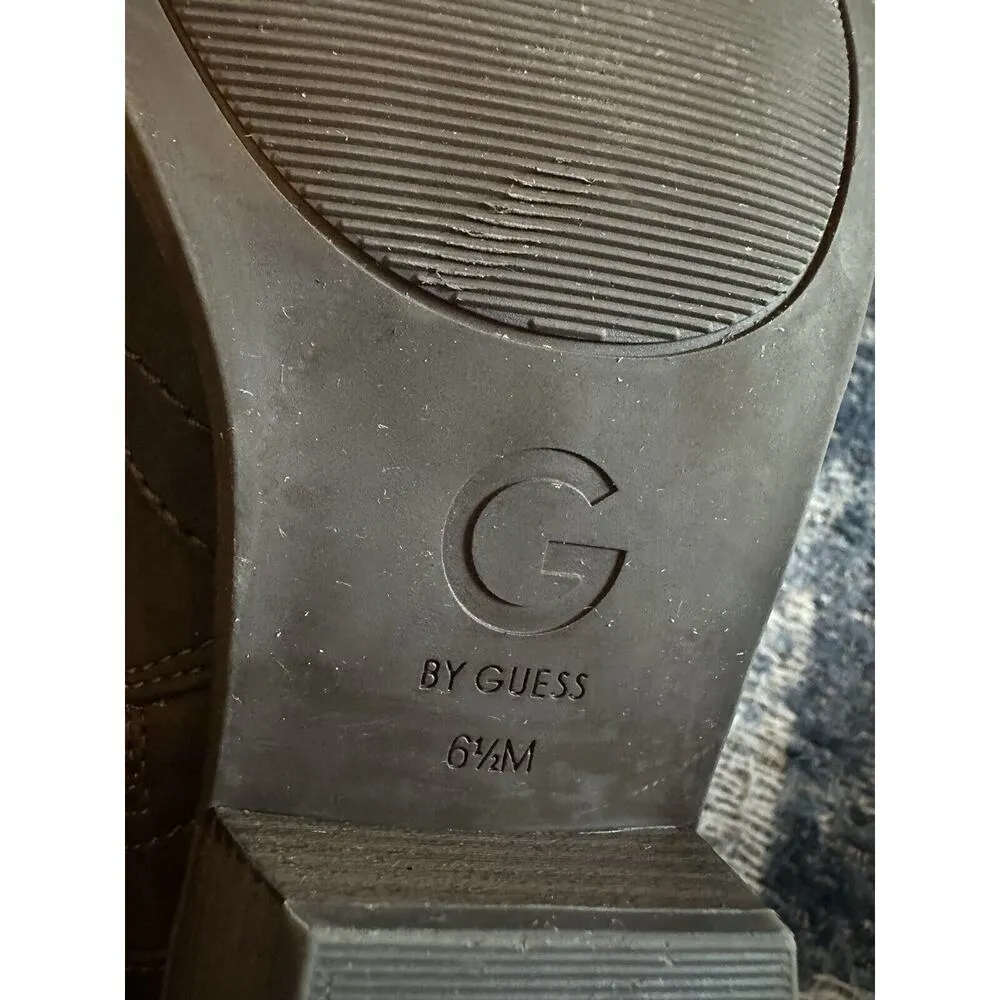 G By Guess Bootie Womens 6.5 Heel Side Zip Ankle Boots Brown Faux Leather - Image 5