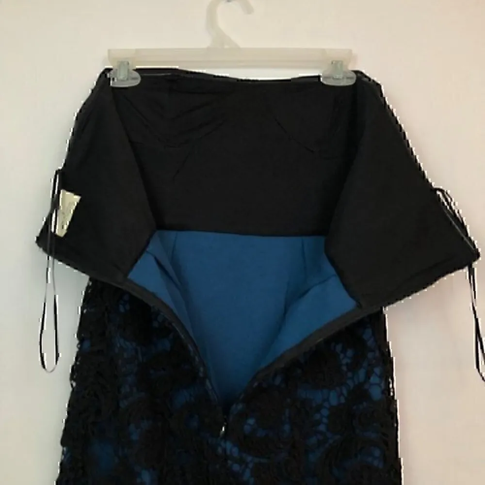 URBAN OUTFITTERS PINS NEEDLES Blue Black Crochet Lace Strapless Party Dress 2 - Image 6
