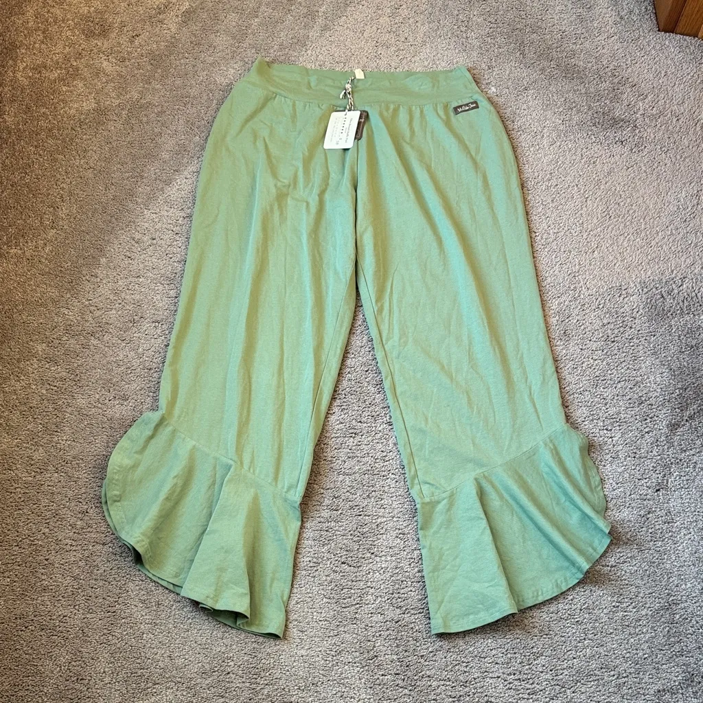 Matilda Jane Clothing Green Olive Branch Ruffle Pant SIZE L - Image 2