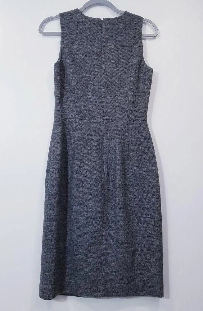 J. Crew Wool Blend Gray Chevron Print Sheath Dress Professional Work - Image 2