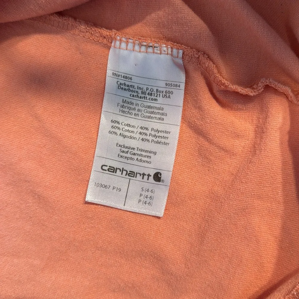 Carhartt Shirt Womens Small Peach T-Shirt Chest Pocket Loose Fit Crewneck Comfy - Image 5