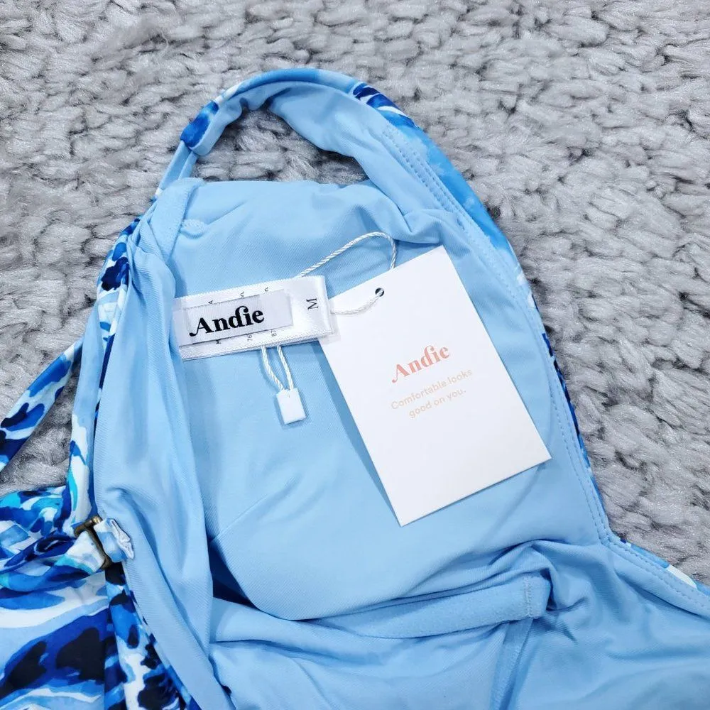 Andie Swim Blue Floral Baia One Piece Swimsuit Size Medium - Image 5