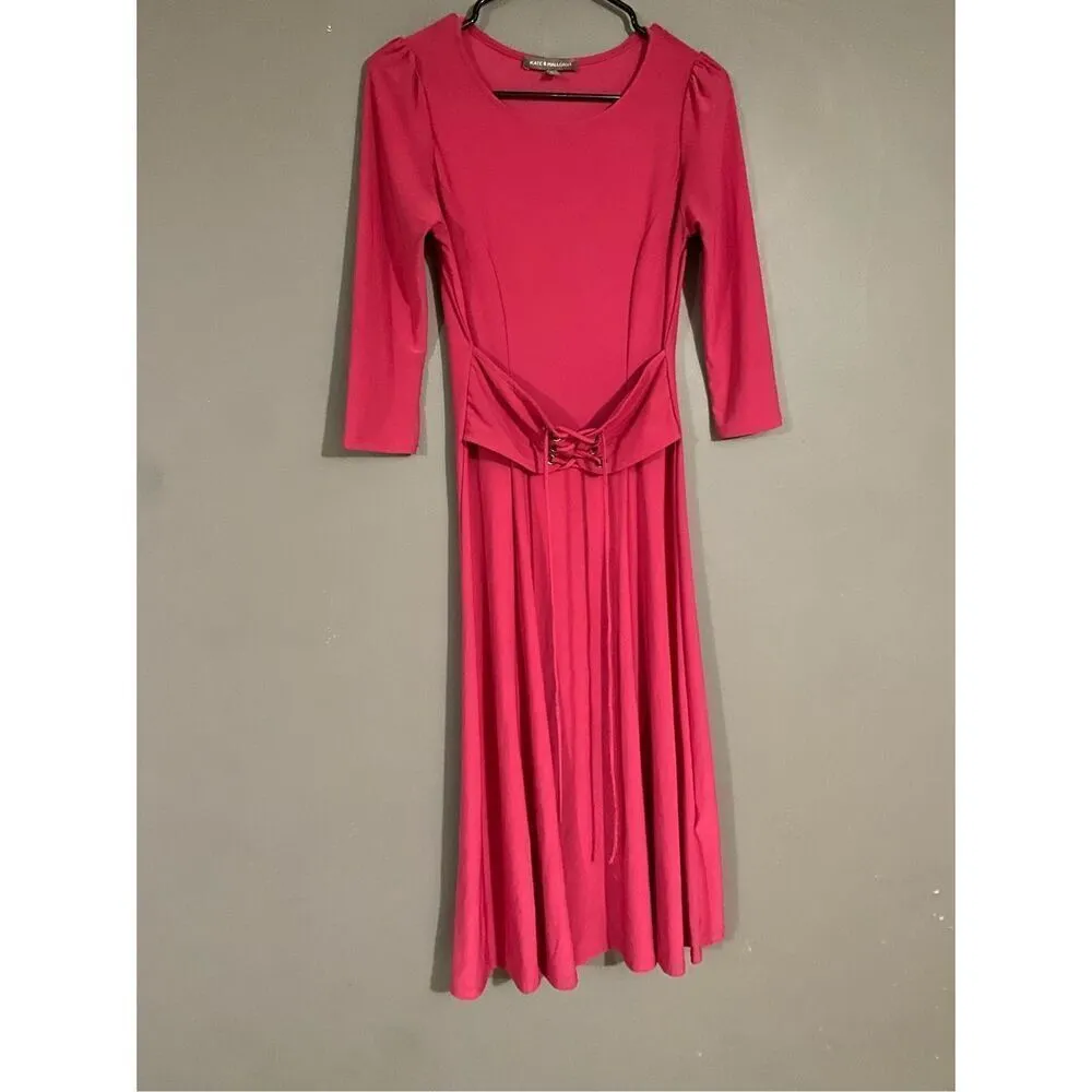 Kate & Mallory Pink Long Sleeve Corset Waist Long Dress Size Small - Image 2