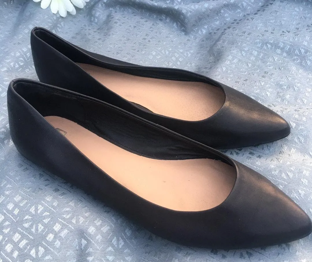 Black Leather Flats - Image 2