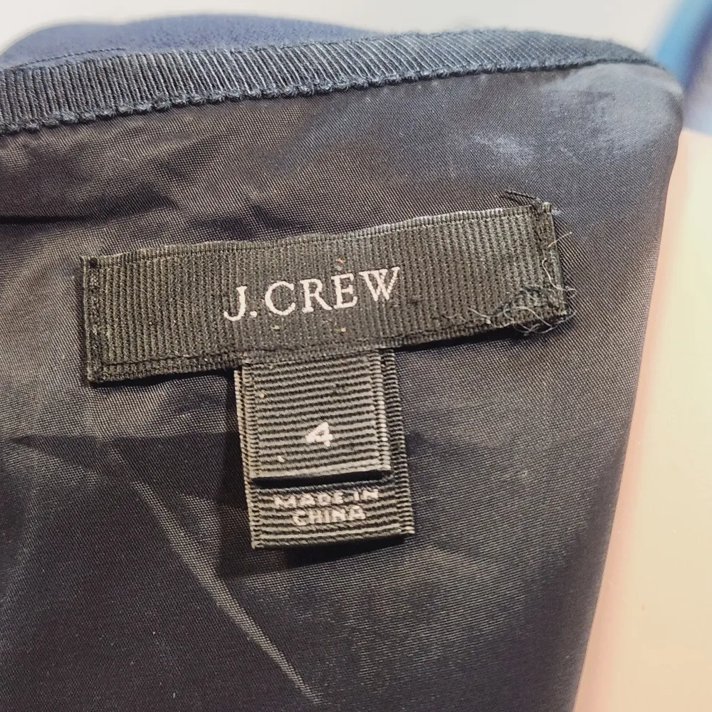 J. Crew Casey Dress Wool Crepe Navy Blue A9688 Suiting Office Work Party Sz 4 - Image 10