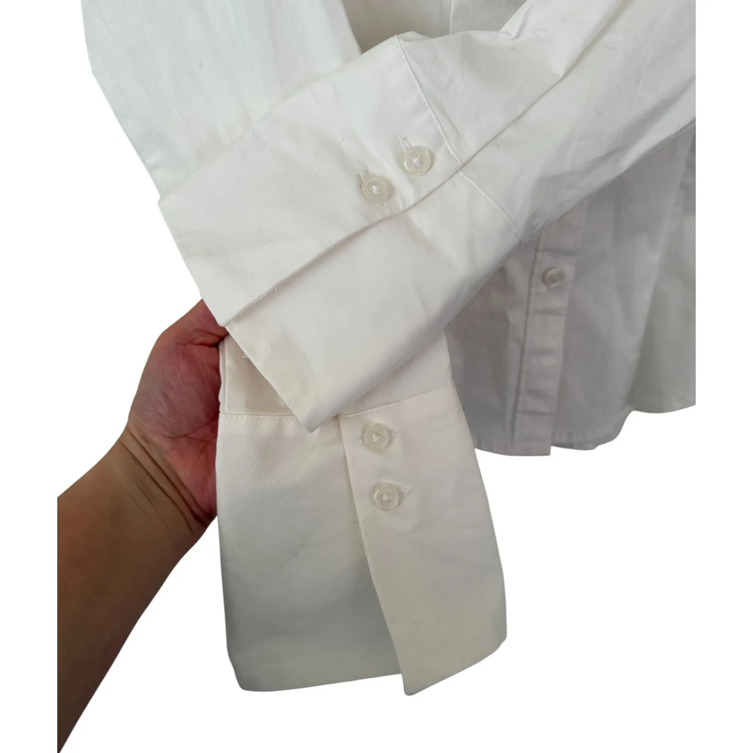 Wild Fable White Button Down Collar Long Sleeve Basics Curved Hem Dress Shirt-XS - Image 3