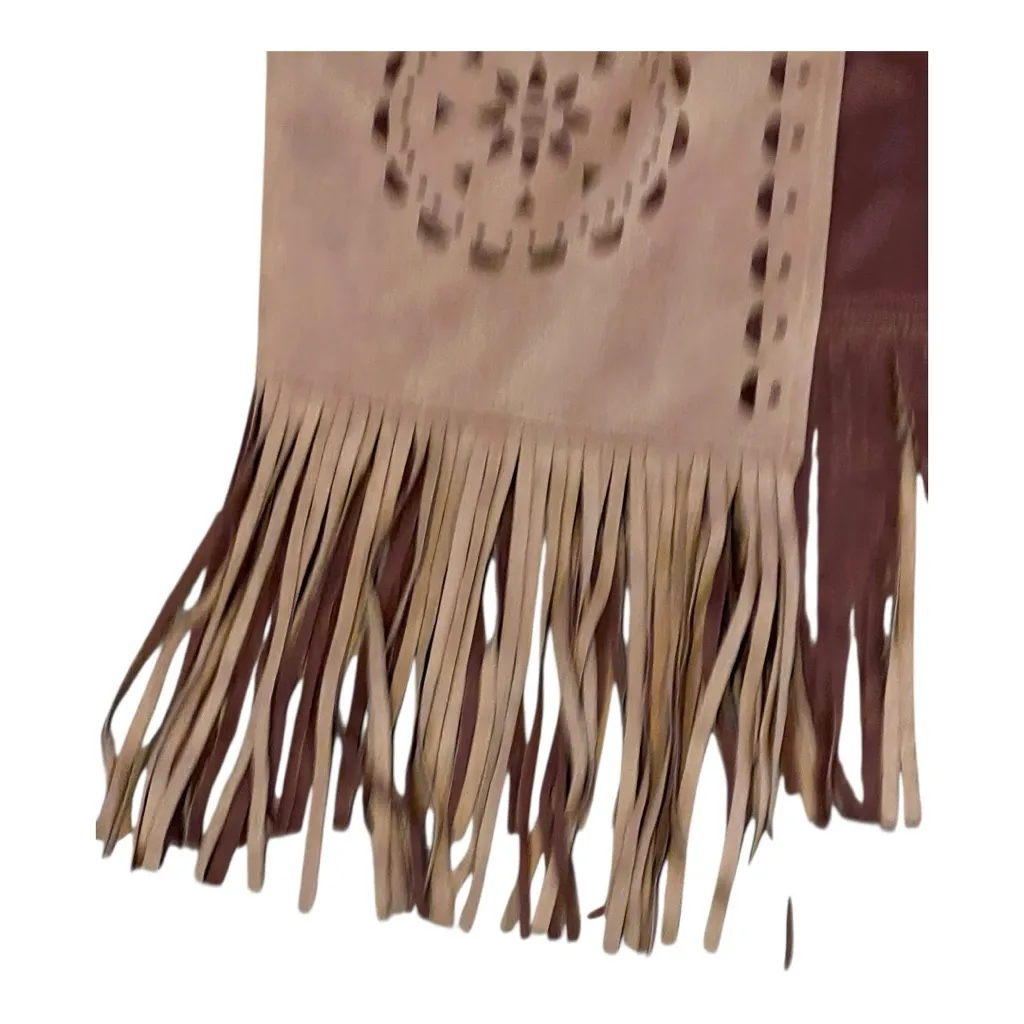 Relish NoLess Tan Faux Suede Fringe Vest Boho Western Cutout‎ Design Size Large - Image 4
