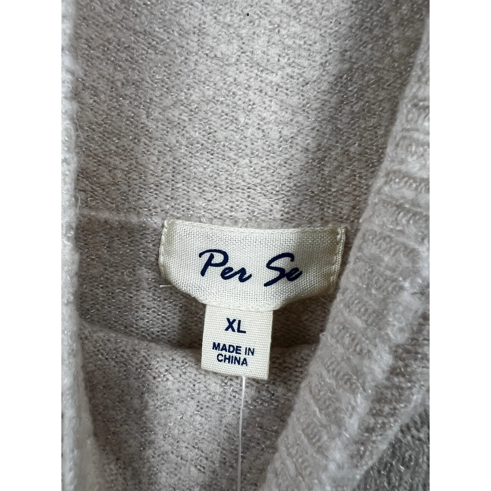 Per Se Sweater Womens Turtleneck Stripe Pullover Tuape White Size XL - Image 3