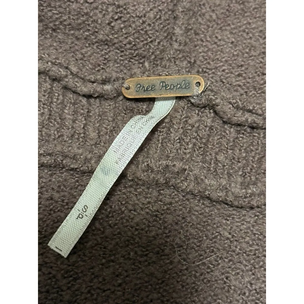 Free people mocha chocolate brown hooded cascade asymmetrical cardigan - Image 5