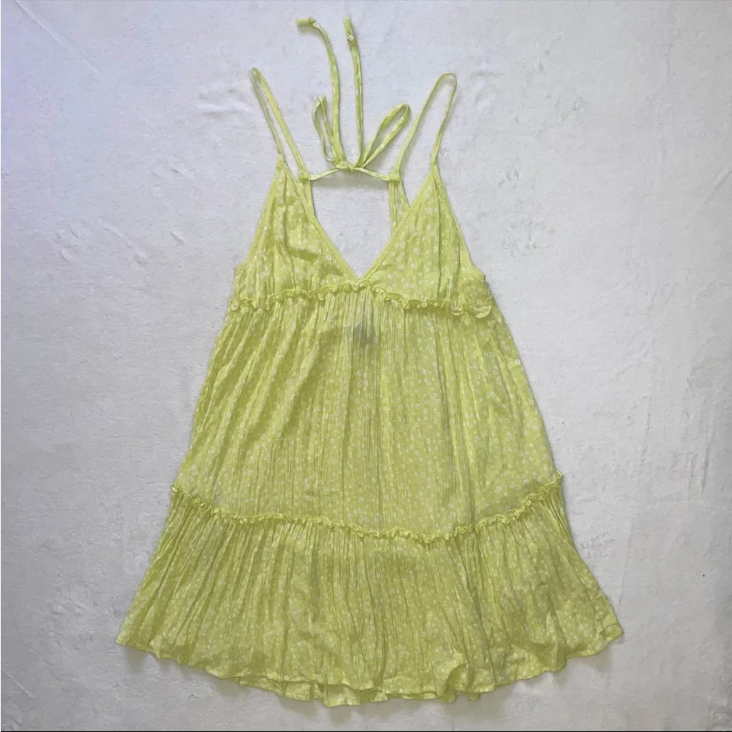 Target Wild Fable Floral Lime Green Mini V Neck Dress size XS - Image 2