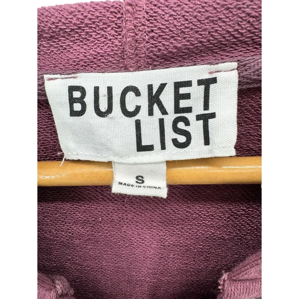 Bucket List Sweatshirt Women's Small Hooded Pullover Purple Oversized Pockets‎ - Image 3