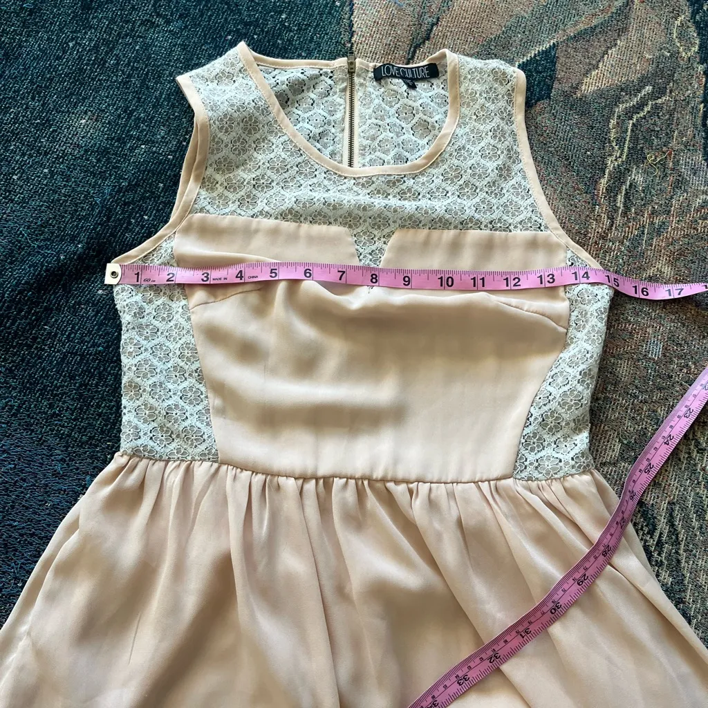 Love Culture Fit & Flare Lace Panel Dress Beige Pink Women’s S Sleeveless Boho - Image 12