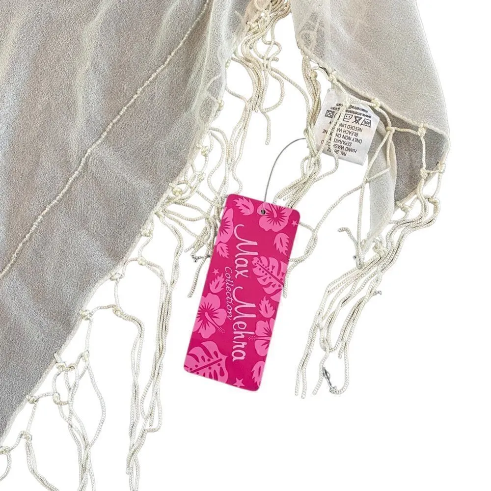 Max Merha Collection NEW embellished scarf tassels One size fits most white White - Image 2