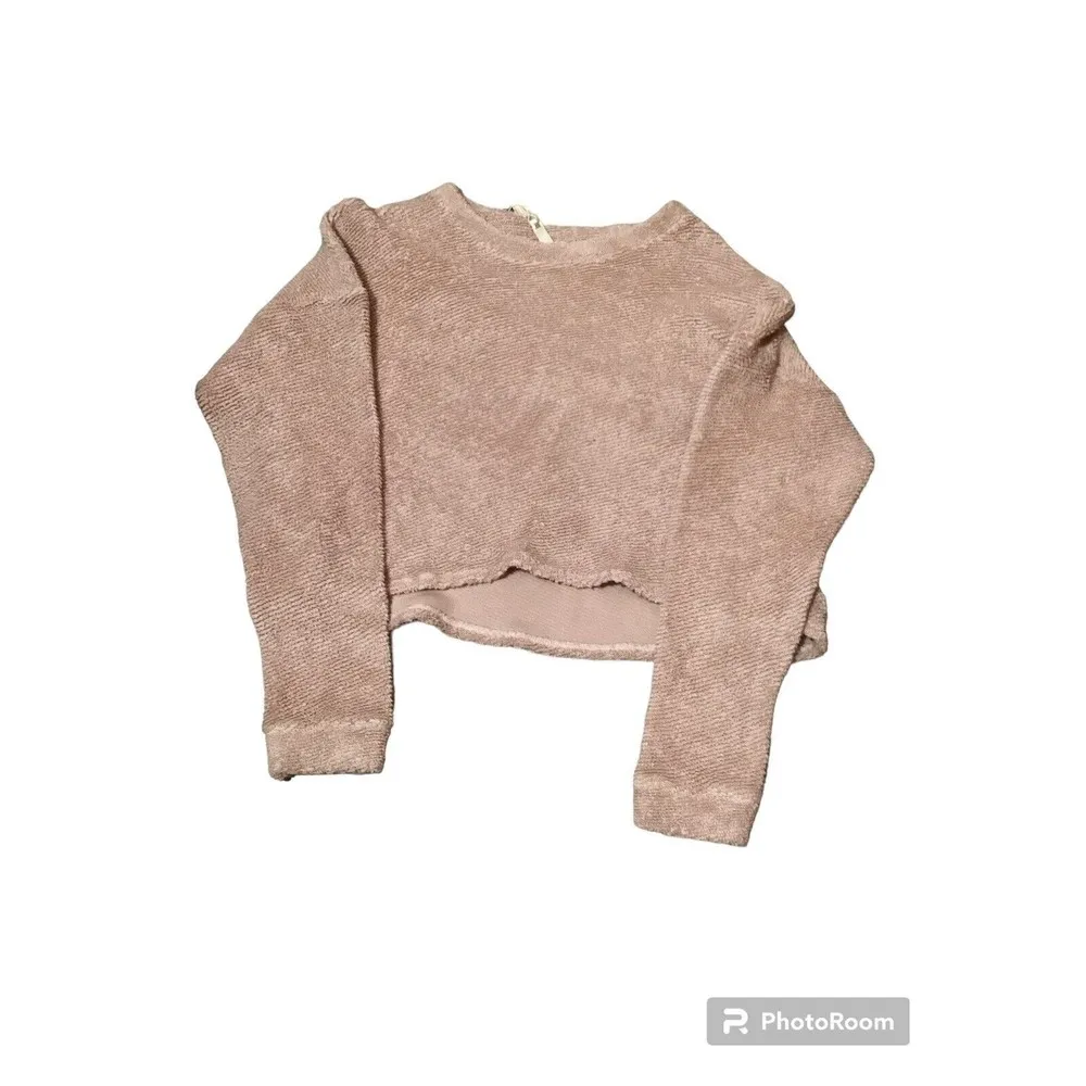 Lanston Sport Pink Terry Cloth Pullover Sweater Size XS - Image 3