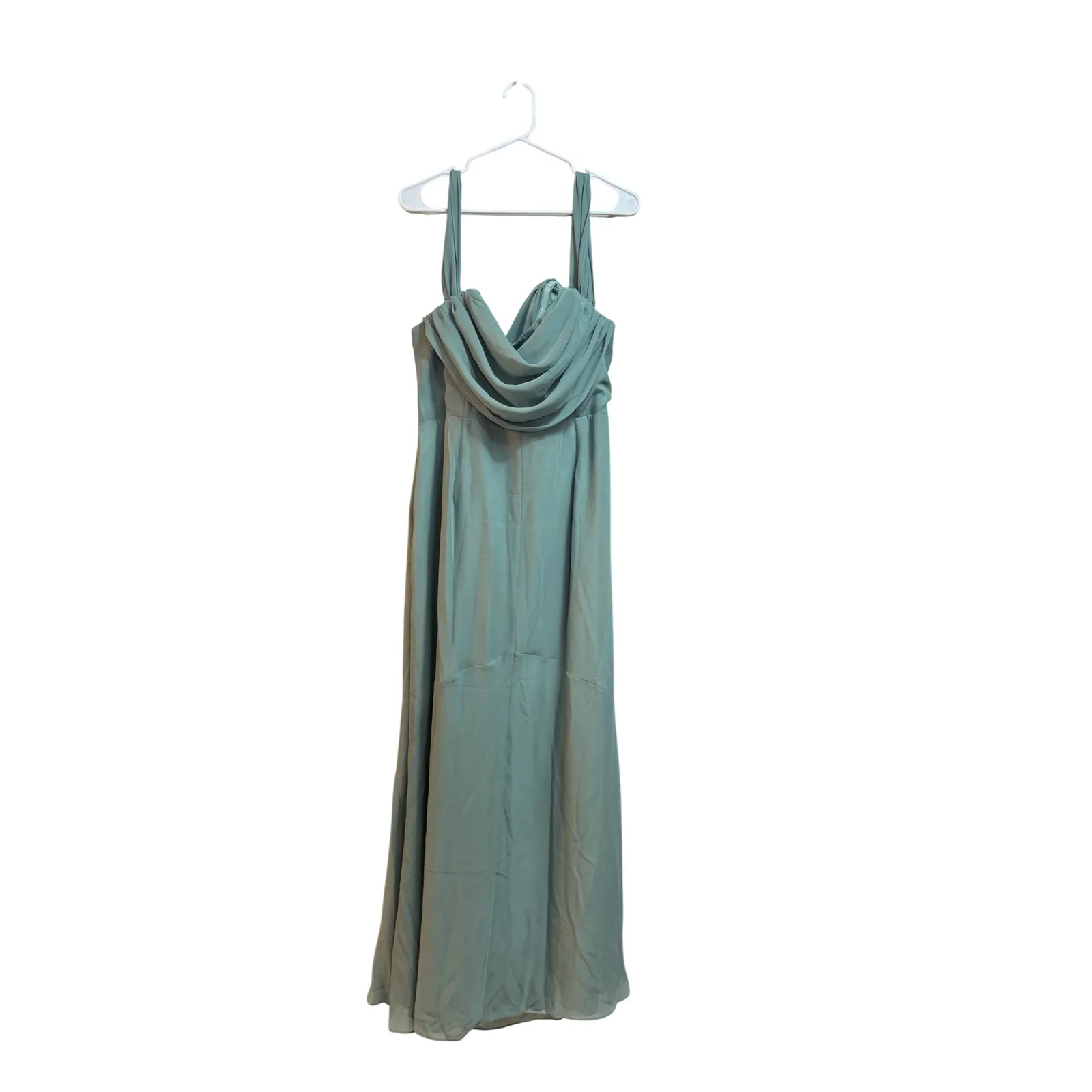 Birdy Grey Mira Chiffon Sea Glass Maxi Dress Cowl Neck Slit Size 1X NWT - Image 3