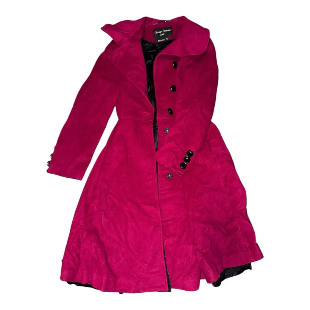 George Simonton Lambswool Cashmere Magenta Coat Purple Size 12 - Image 9