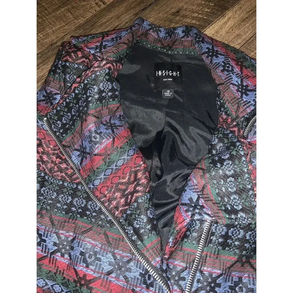 Insight NWOT Embroidery Zip Vest 12 boho classic embroidered fall top casual Black - Image 6