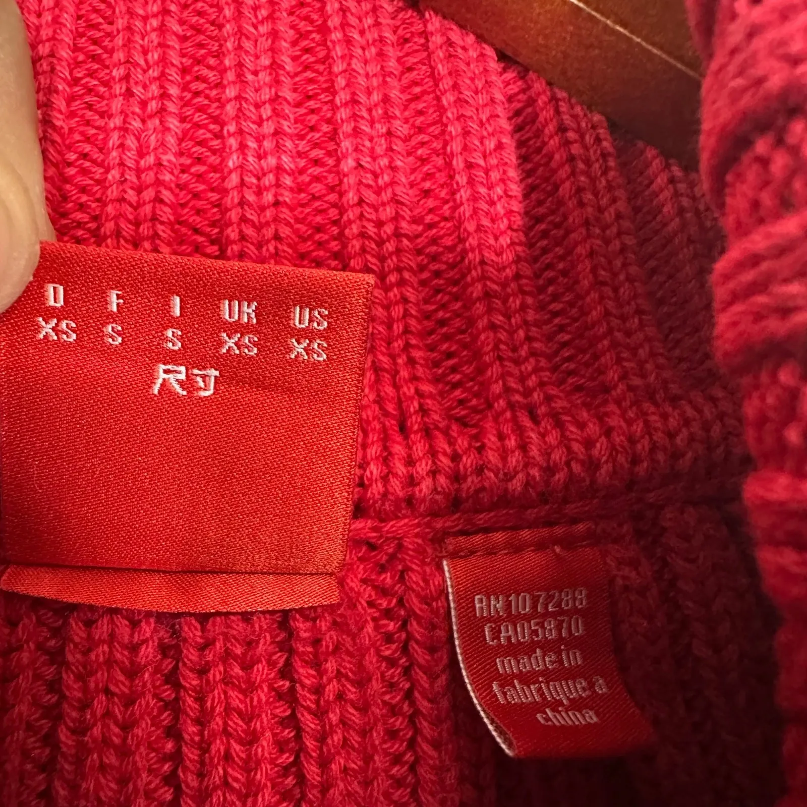 Vintage ESPRIT XS Red Cable Knit Long Sleeve Turtleneck Sweater Retro Romantic - Image 9