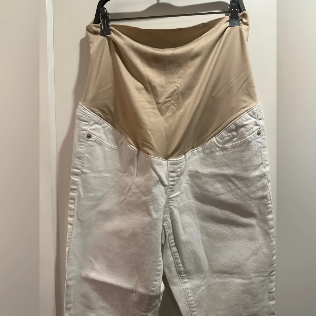 Loft  Maternity White stretch denim Size 8 - Image 3